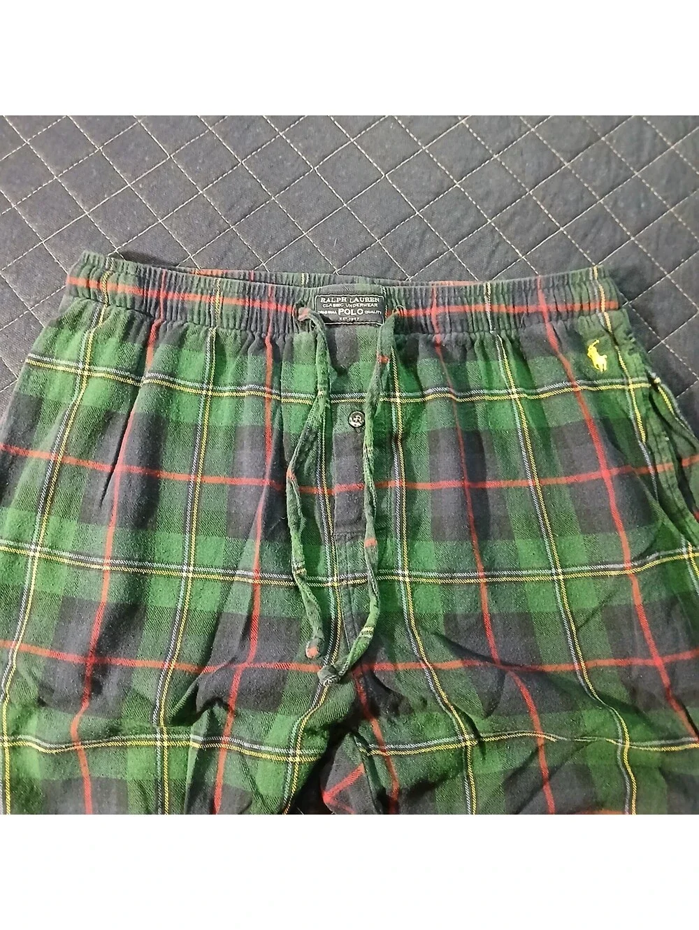 Polo Ralph Lauren Plaid Pajama Pants Green Red Cotton Lounge Bottoms M Medium